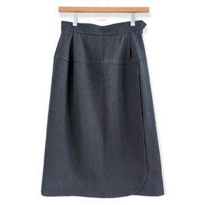 Yves Saint Laurent Rive Gauche Black Vintage Wrap Midi Skirt Size 6